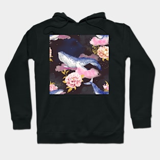 whales and flowers Hoodie